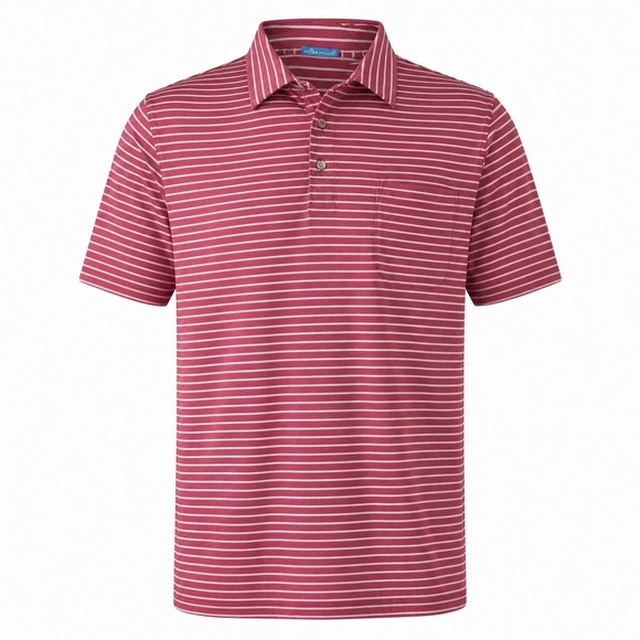 J. McLaughlin Other - J. McLaughlin Mens Callahan Pima Cotton Polo Size‎ XL Pink White Chest Pocket